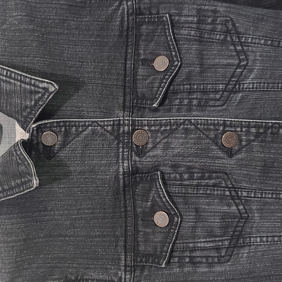 Eddie Bauer Black Distressed Denim Jacket Women's Size Small - Picture 2 of 5